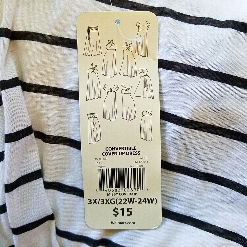 Catalina Convertible Cover-Up Dress White Black Stripes Size 3X (22W-24W) - Picture 5 of 5
